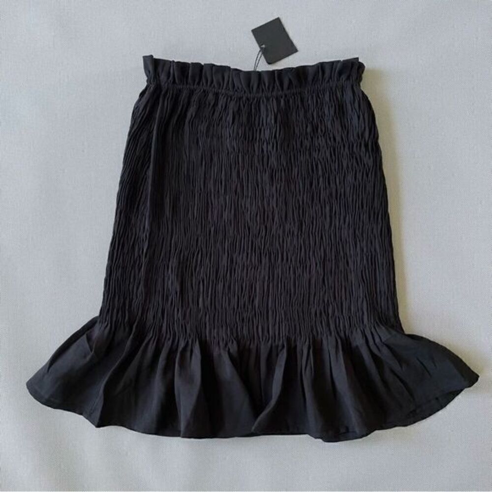 PIECES Patricia Hw Smock Black Slim Fit Shirred Stretch Skirt Women’s Size XS